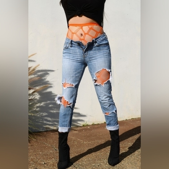 Orange Geometric Fishnets - Picture 2 of 2